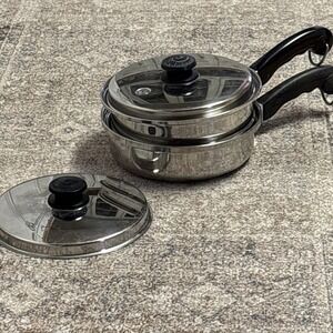 Saladmaster Stainless Steel Saucepan Steamer Insert Vapo Valve Lid 4 Piece Set